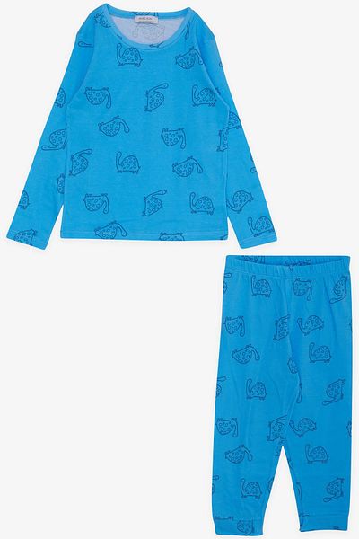 Macawi 1.5-5 Years Old Boy's Blue Pajama Set - Turtle Pattern