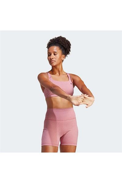 adidas حمالة صدر رياضية مبطنة بشعار العلامة التجارية للنساء، وردي غامق