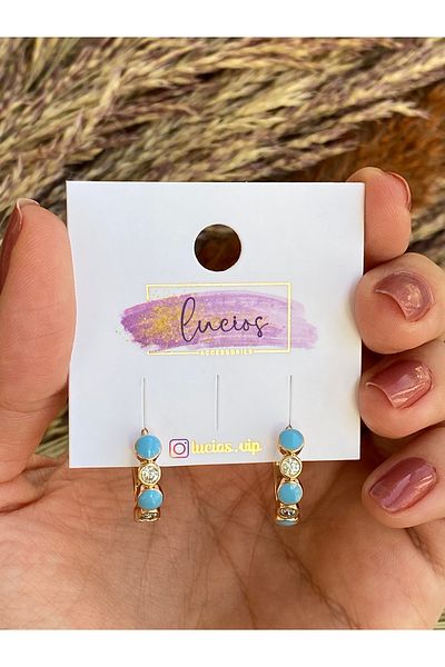 Lucios Golden Craftsmanblue Mined Zircon Stone Detail Hook Earrings (Unstable Series) Rose Gold