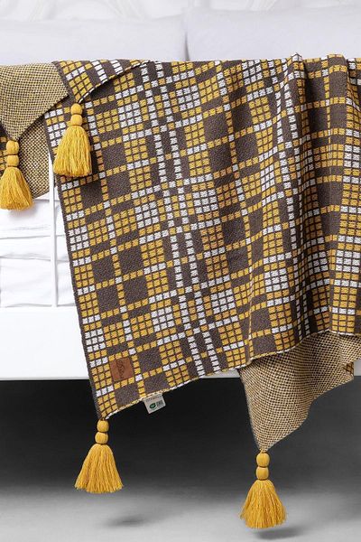 DALİSA Retro Knitwear Knitted Sofa Shawl, Durable Knee Blanket Brown - 130x150