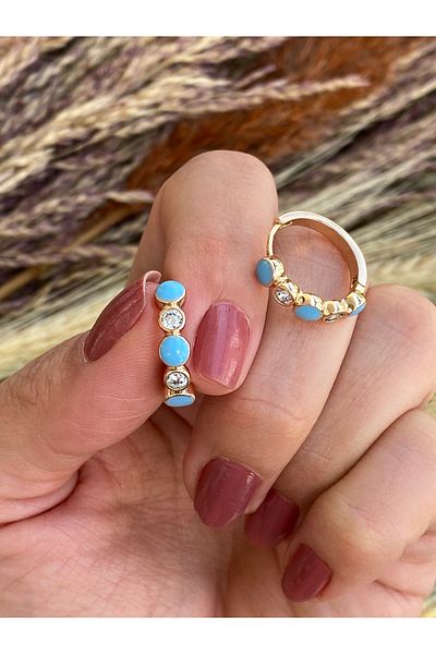 Lucios Golden Craftsmanblue Mined Zircon Stone Detail Hook Earrings (Unstable Series) Rose Gold