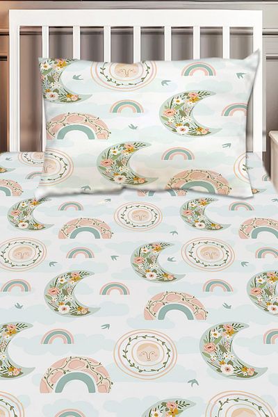 Else Dekor Boho Rainbow Patterned Girl's Single Decorative Bedspread with Pillowcase