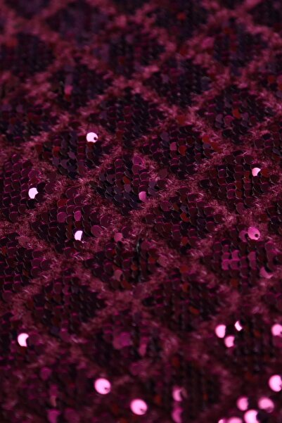 Kumaş Deposu Kadife Baklava Desen Mürdüm Pullu Mürdüm Kadife Örme Abiye Kumaş