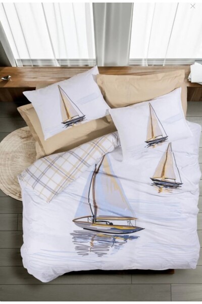 Cotton Box Maritime Tek Kişilik Nevresim Takımı Wind Bej