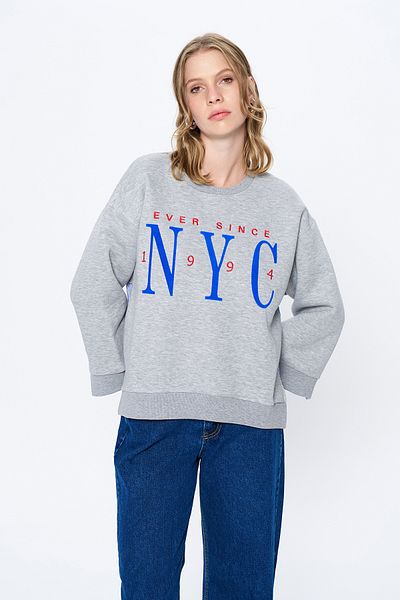 Quzu Gray Sweatshirt - Back Shirt Matchli Print