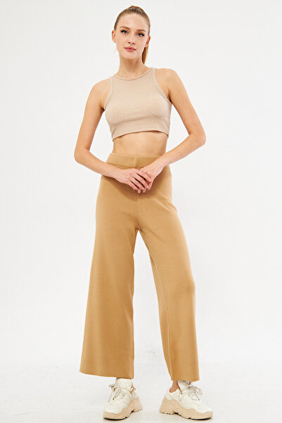 armonika Kadın Vizon Beli Lastikli Triko Palazzo Pantolon ARM-25K069003