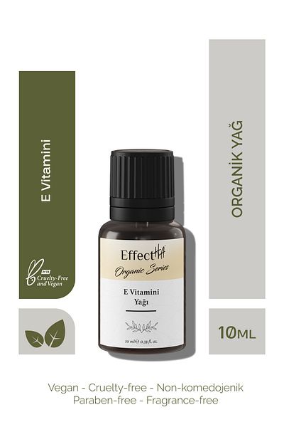 EffectHA Organic Vitamin E Oil 100% Pure Natural and Additive-Free Essential Oil 10ml