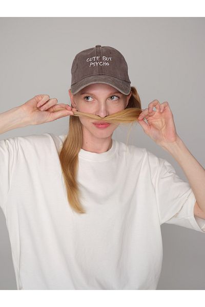 ŞapkaMania Cute But Psycho Washable Baseball Cap