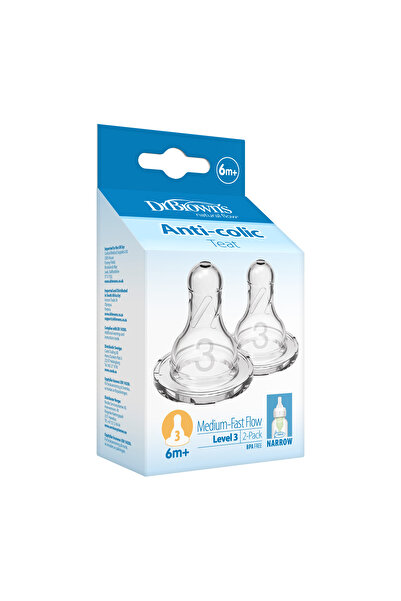 Dr.Brown's 3. Seviye Dar Ağız Silikon Options+ Biberon Emziği, İkili Paket