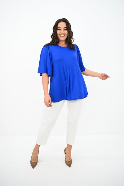 ADROM Women's Plus Size Pleated V-Neck Blouse 1847-25