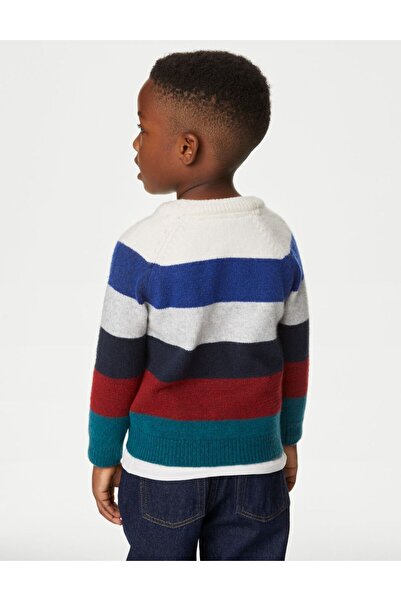Marks & Spencer Renk Bloklu Yuvarlak Yaka Kazak (2-7 Yaş)