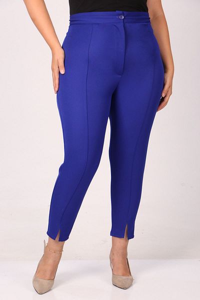 Eslina 39028 Large Size Front Slit Skinny Leg Trousers - Saks