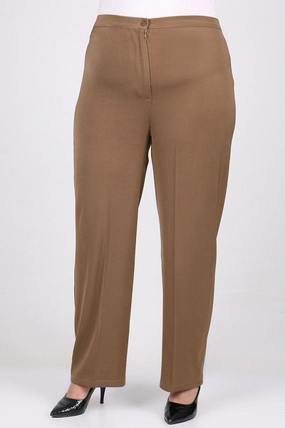 Eslina 29021 Large Size Mink Lycra Pants - Length, Buttoned Waist