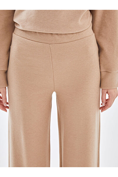 LC Waikiki Brown Wide Leg Women's Trousers with Elastic Waist