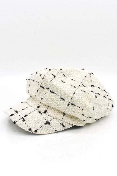 Külah Women's Cap Wool Flat Cap Flowy Cream Hat