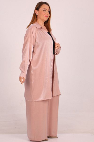 eslamood 49001 Plus Size - Star Trousers, Wide Leg and Elastic Waist, Wrap Powder
