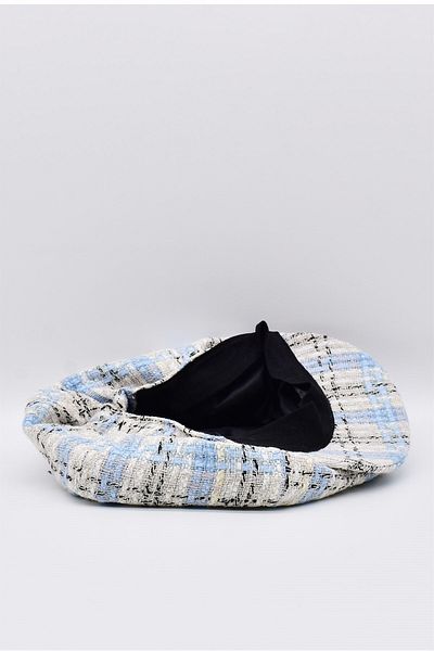 Külah Women's Cap Woolen Patterned Floppy Hat Blue