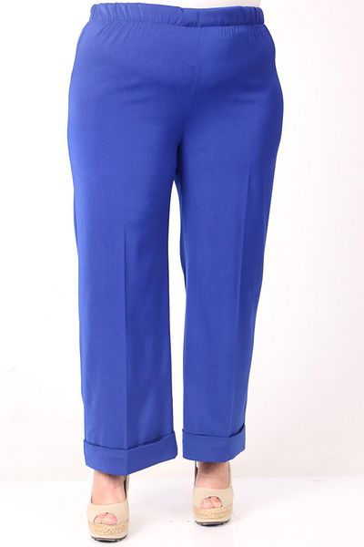 Eslina 39022 Large Size Elastic Waist Double Leg Trousers - Saks