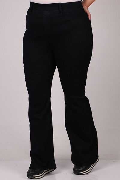 Eslina 9137-7 Dark Navy Blue Large Size Flare Leg Jeans - Elastic Waist