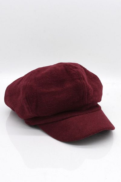Külah Women's Cap Wool Flat Cap Burgundy Hat