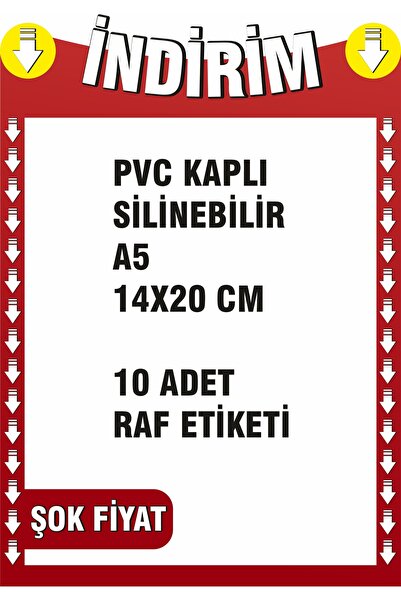 Pass Pano ilinebilir Pvc Kaplamalı A5 14x20 Cm Indirim Etiketi Raf Önü Etiket...