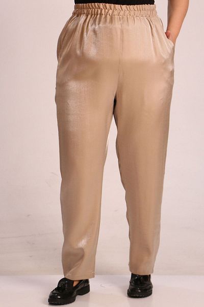 eslamood 49002 Large Size Mink Star Trousers - Elastic Waist, Narrow Leg