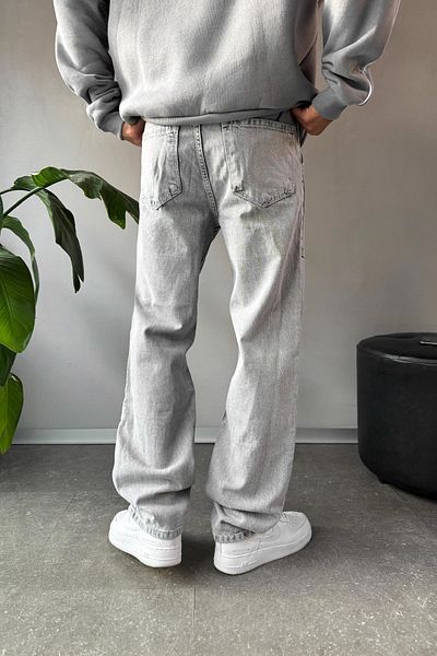 Flaw Wear Stripe Detailed Regular Gray Jeans