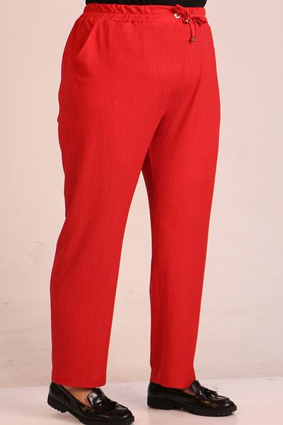 Eslina 39011 Large Size Narrow Leg Wrap Pants - Pomegranate Flower
