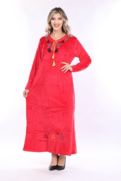 mervemoda Women's Long Sleeve Velvet Dress