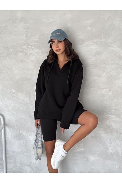 gozdefashion Women's V-Neck Hooded Sweatshirt