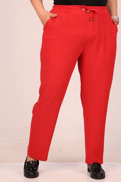Eslina 39011 Large Size Narrow Leg Wrap Pants - Pomegranate Flower