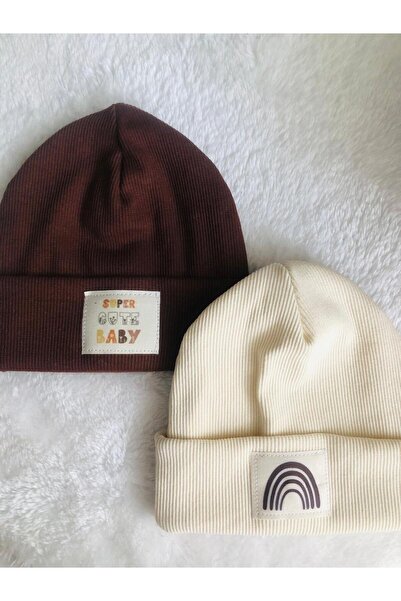 afralya home 2-Piece Cotton Baby Beanie Set with Label - Personality