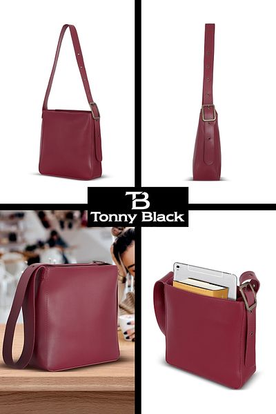 Tonny Black Original Luxury Soft Leather Comfortable Single Compartment Zippered Adjustable Strap Handbag and Shoulder Bag