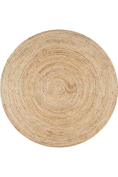 kilim home Boho 939 Doğal Hasır Jüt Desenli Örgü Yuvarlak Natural Çift Tarafl...