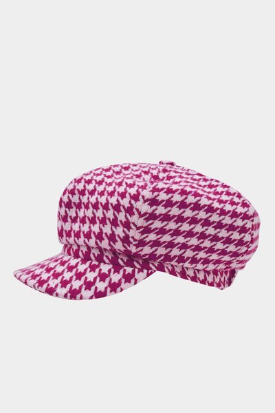 Külah Kadın Kazayağı Desen Yün Kasket Şapka