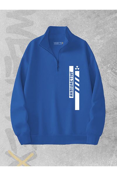 WEARTEX Radioactive Printed Unisex Sweatshirt with Half Zipper