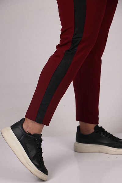 Eslina 29504 Large Size Side Waterport Scuba Leggings-burgundy
