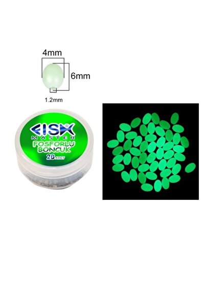 FİSH MASTER Fosforlu Glow Yeşil Silikonlu Yumuşak Boncuk 20 Adet Özel Kutulu