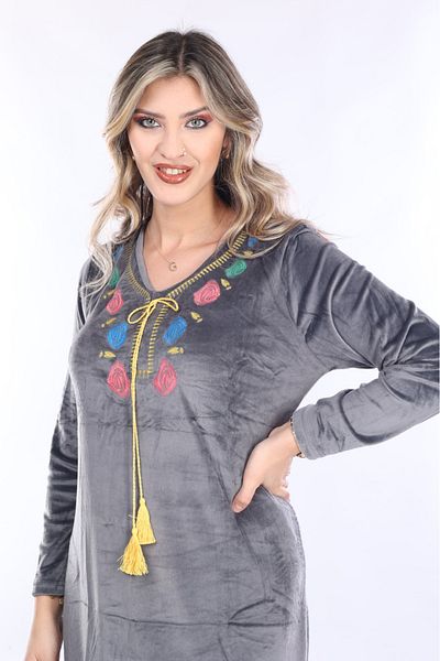 mervemoda ROCHIE DE CATIF DE DAMĂ MÂNECĂ LUNGĂ