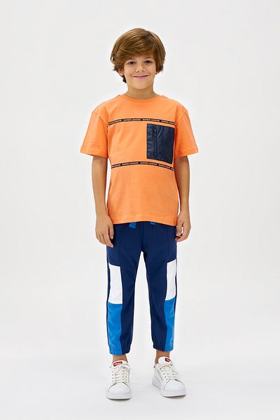 Panço Lachsfarbenes T-Shirt mit Reißverschluss für Jungen