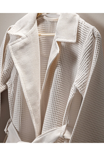 Madame Coco Blois 100% Cotton Unisex Bathrobe - Beige - Luxury Collection