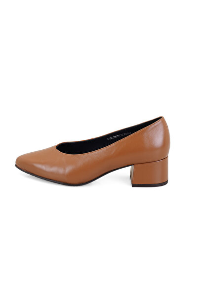 Desa Women's Brown Comfort Heeled Leather Classic Shoes