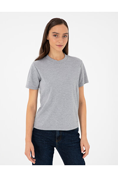 Pierre Cardin Gray Melange Slim Fit Basic T-Shirt 50288572-Vr086