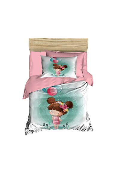 Fabeteks Cute Girl Balloon Single Digital Baby Bedding Set
