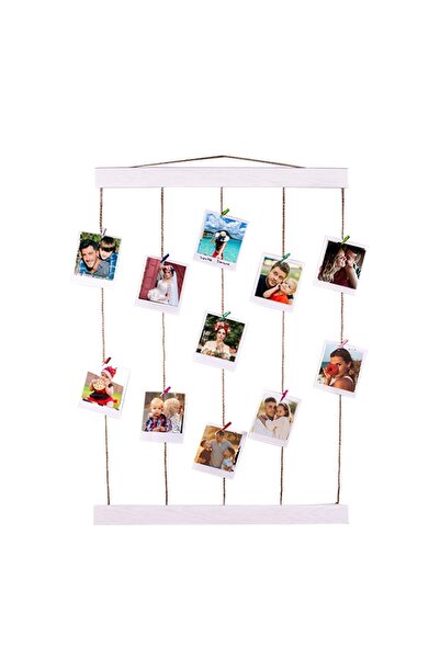 Andoweb Ahşap Duvar Anı Çerçevesi - 25 Adet Polaroid Fotoğraf Baskısı, LED Iş...