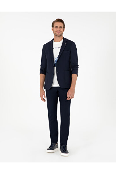 Pierre Cardin Lacivert Slim Fit Çizgili Kanvas Pantolon 50299528-VR033