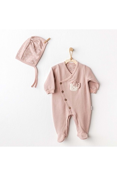 andywawa Kız bebek pembe tulum ve bere takımı PEMBE