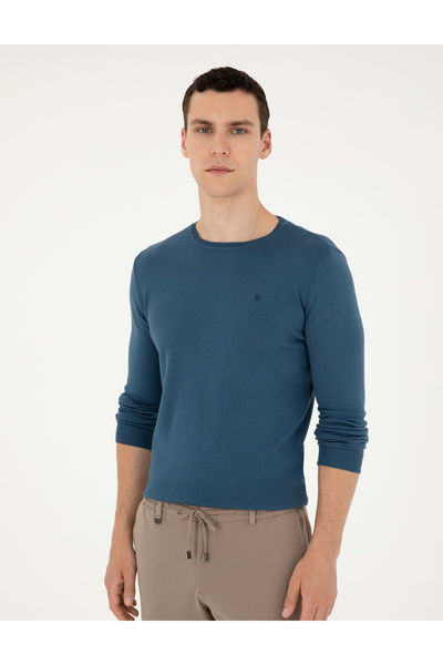 Pierre Cardin Kobalt Slim Fit Bisiklet Yaka Basic Triko Kazak 50296621-VR077