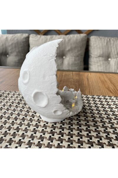 Root Made Ay Şehri Peri Ledli Dekoratif Obje Diorama Beyaz Ay Şehri Dekor Balkon, Kitaplık, Dresuar Aksesuarı
