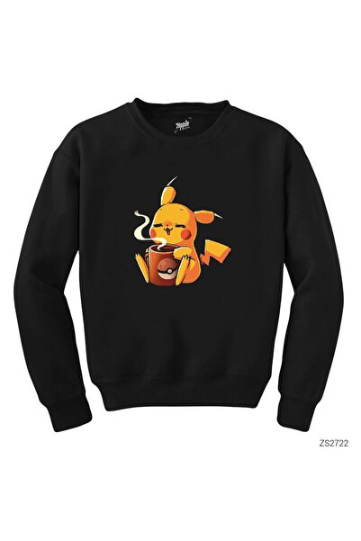 WAKHA سويت شيرت بيكاتشو كوفي أسود